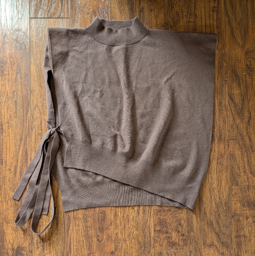 SNIDEL Asymmetric Side Ribbon Knit Vest Brown Layered Sweater OS